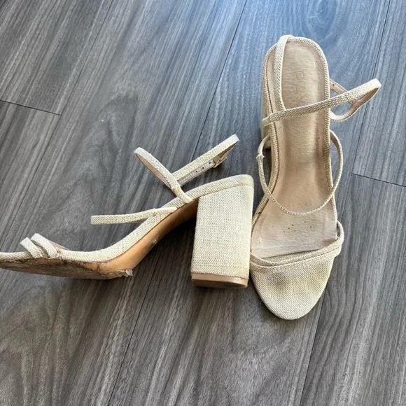 Revolve X Raye Limone Heel Natural Raffia Woven Block Heel Size 6.5 - Picture 7 of 10